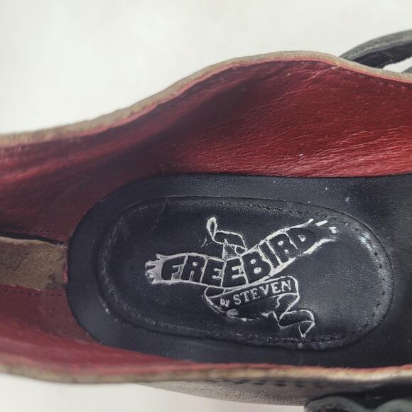Freebird By Steven Heels 8 Brown Black Antique Leather Ramsay Mary Jane Strappy - Picture 10 of 11